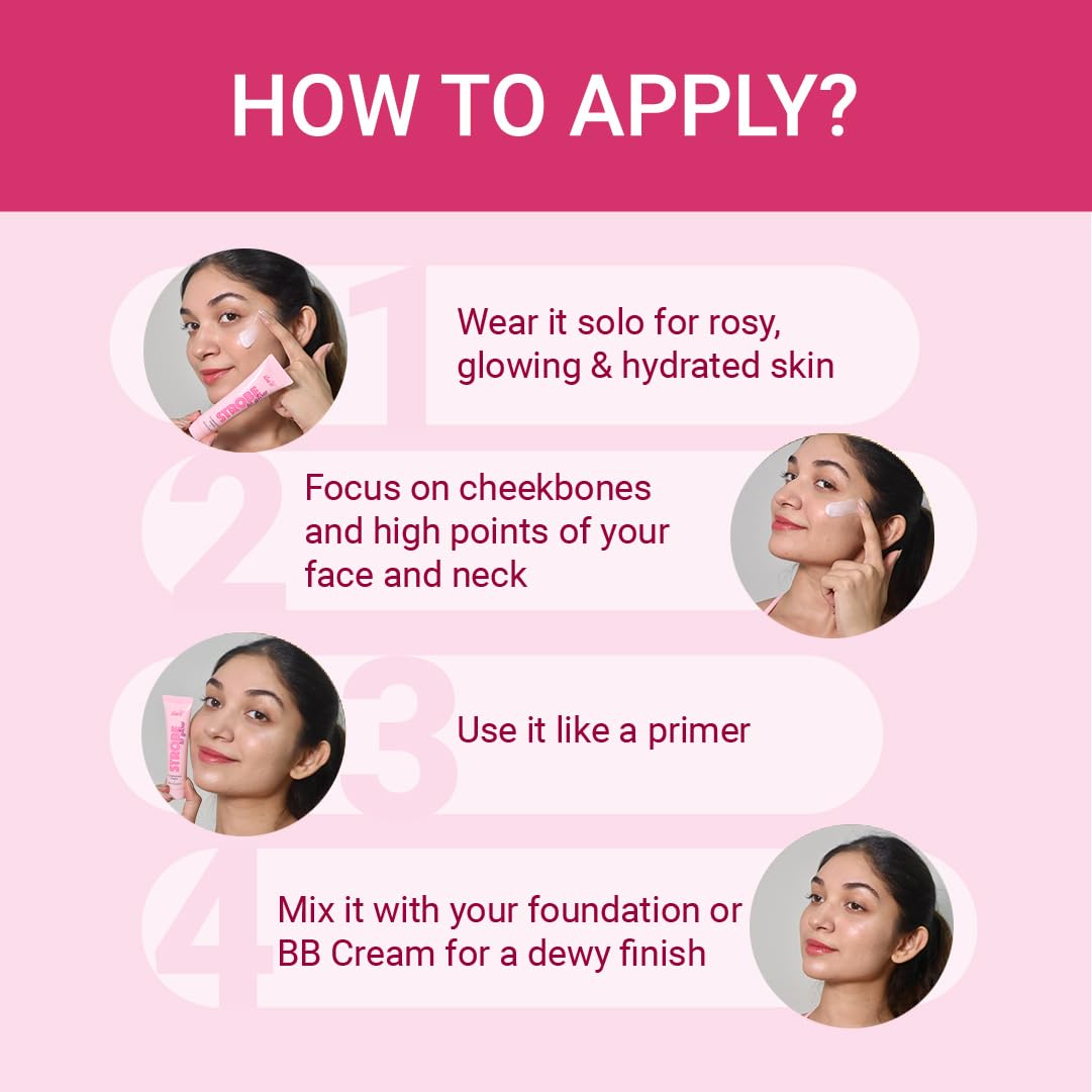 Iba Strobe to Glow Illuminating Primer + Moisturizer, 25gm | Skin Radiance Cream + Highlighter for Face | For Dewy Instant Glow | Boosts Hydration | Enriched Vitamin C | For All Skin Types | Halal Certified & Vegan Makeup