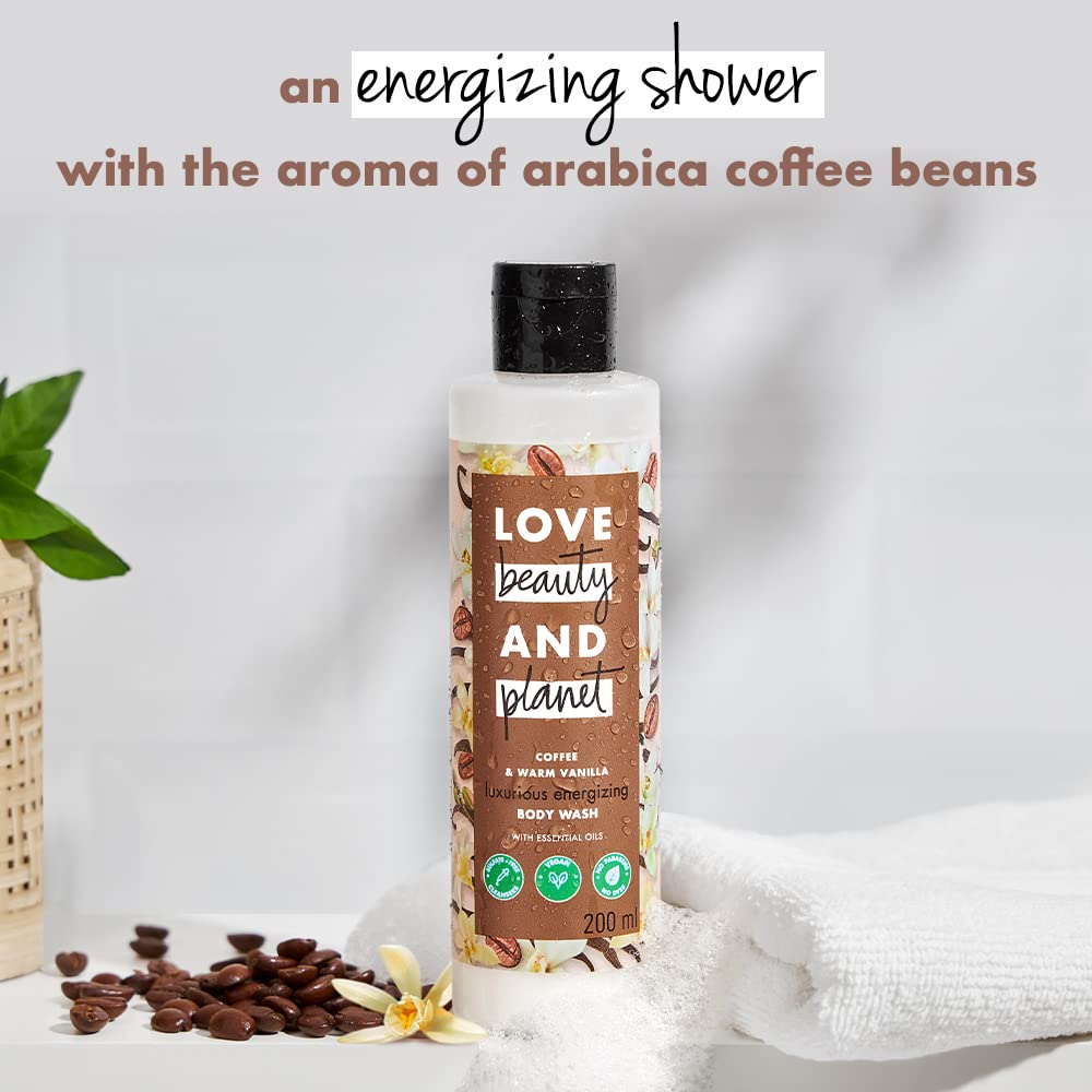 Love Beauty & Planet Moisturisng Body Wash 200ml|| with Coffee & Warm Vanilla|| Sulfate Free|| Paraben Free- Liquid Shower Gel