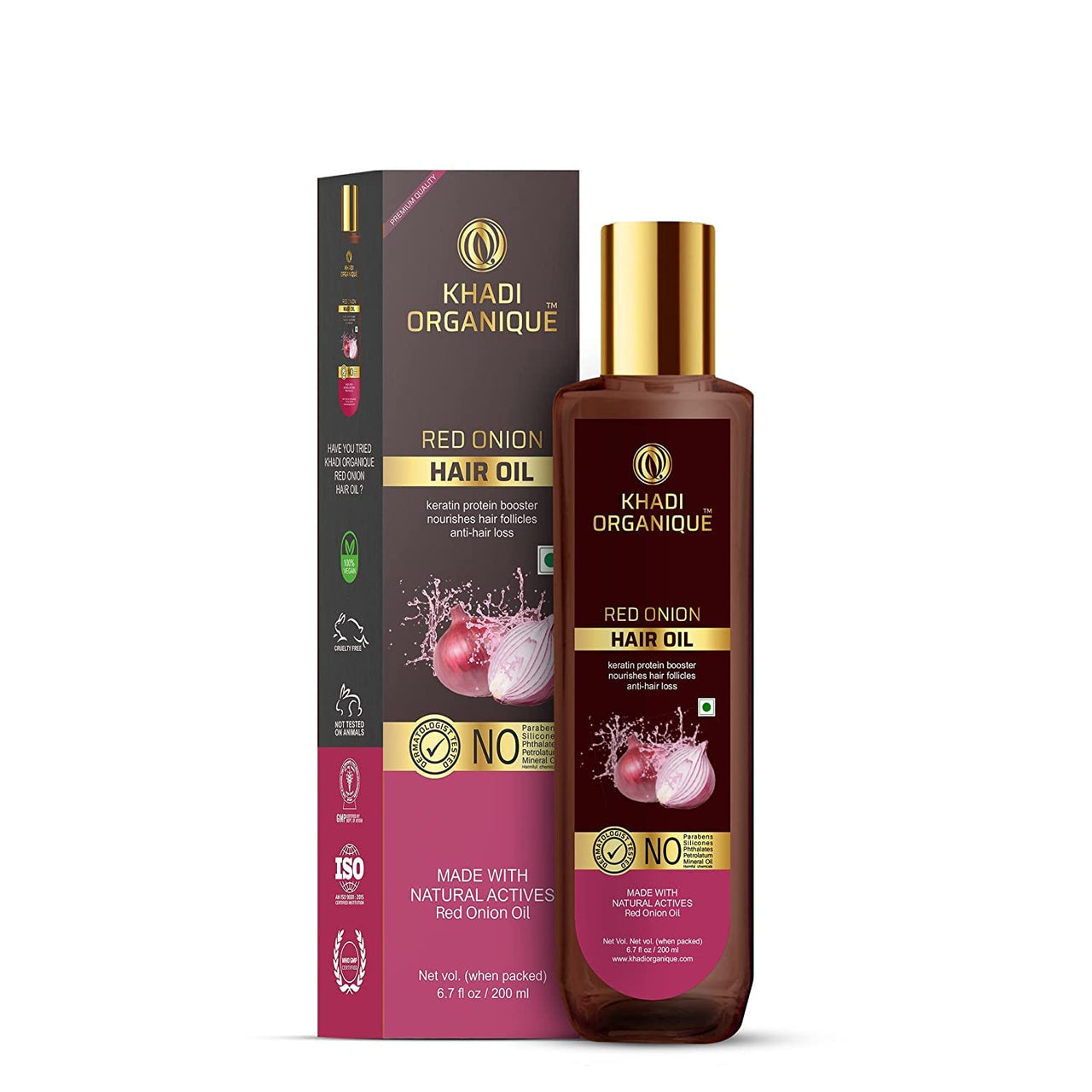 Khadi Organique Red Onion Hair Oil (Pack of 4) 400 ml