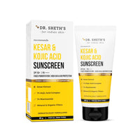 Dr. Sheth's Kesar & Kojic Acid Sunscreen with SPF 50 Pa++++ | For Pigtation-Free Skin | No White Cast & Light Weight | For Daily Moisturization | For All Skin Types | 80 g