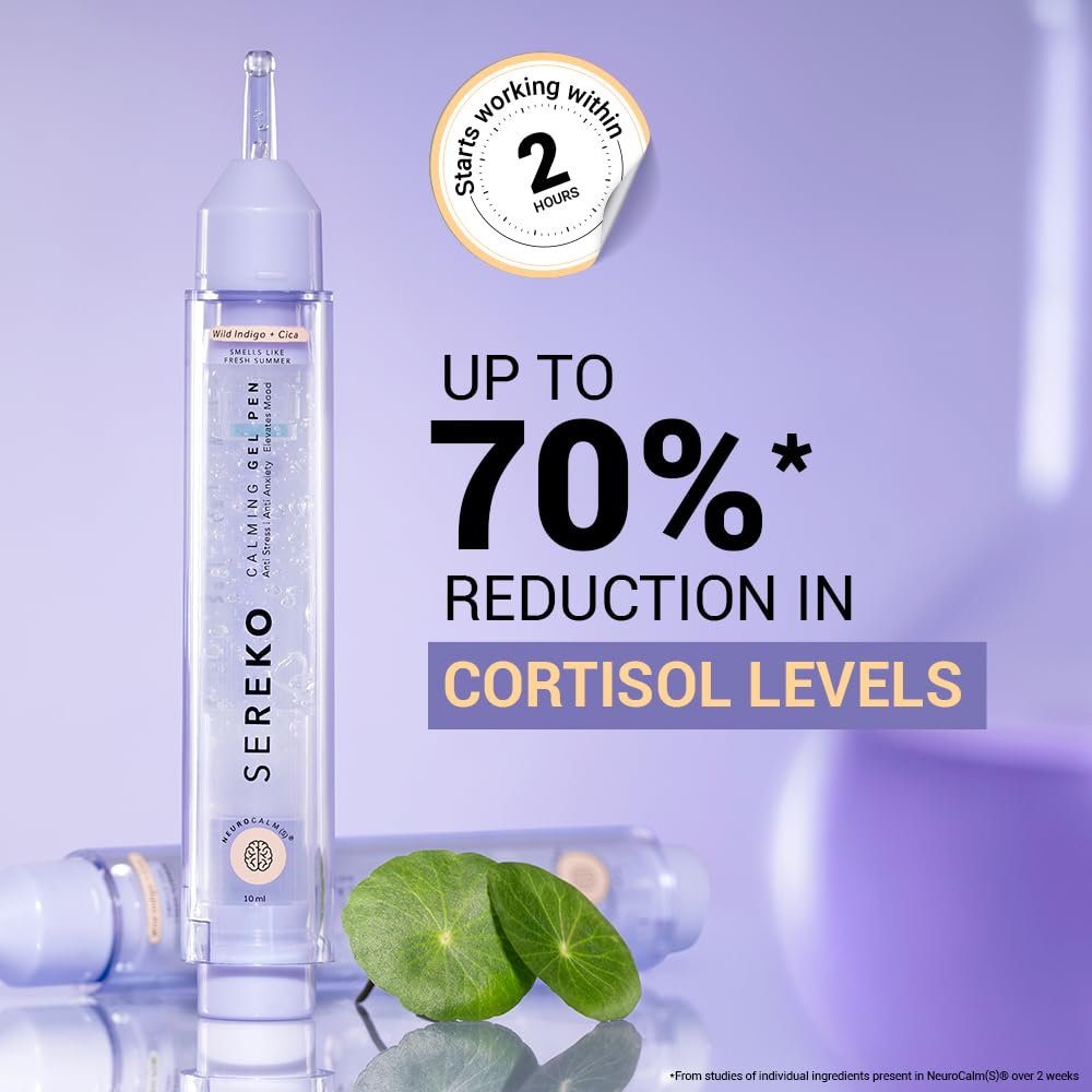 SEREKO Calming Under Eye Cream Gel Pen with Cica & Wild Indigo | Instant Cooling Relief | Stress-Reducing Formula | Reduces Dark Circles, Wrinkles & Fine Lines Suitable for Men & Women – 20ml (Pack of 2)