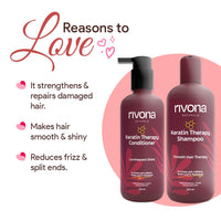 Rivona Naturals Keratin Therapy Shampoo and Conditioner Set |Smooth, Strengthen & Restore Dry, Damaged Hair | Sulfate-Free, Paraben-Free, 500ml