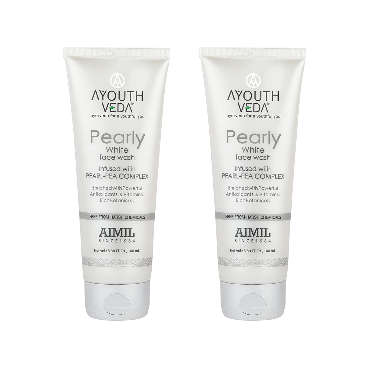 Ayouthveda Pearly White Face Wash 100 ML | Best Skin Whitening face Wash for Women and Men | Enriched With Antioxidants & Vitamin C| Suitable For Normal & Oily Skin (Pack Of 2; 100ml each)