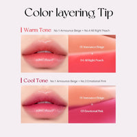 Peripera Water Bare Tint (003 EMOTIONAL PINK) - Lip Tint, Lip Stain, Glowy Tint