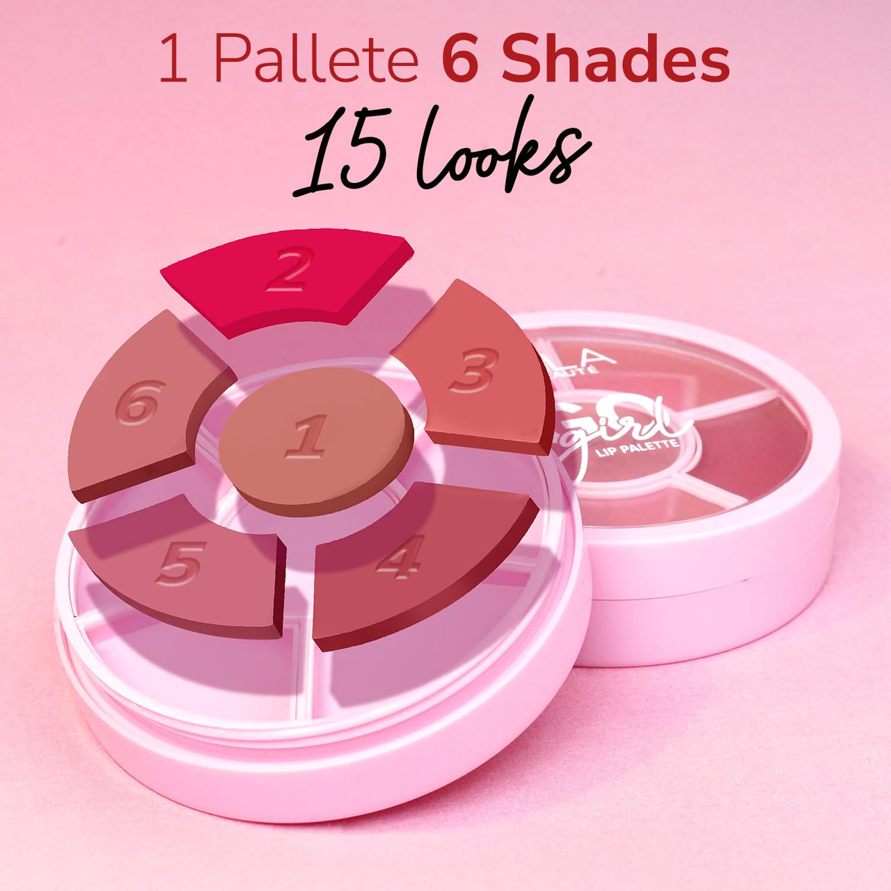 Mila Beaute Go Girl Lip Palette with 6 Pigmented Shades I Creamy Matte Finish I Hydrating Formula of Pomegranate Extract & Hyaluronic Acid I Travel Friendly Lip Palette - FOREVER PINKS & BERRIES