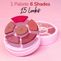 Mila Beaute Go Girl Lip Palette with 6 Pigmented Shades I Creamy Matte Finish I Hydrating Formula of Pomegranate Extract & Hyaluronic Acid I Travel Friendly Lip Palette - FOREVER PINKS & BERRIES
