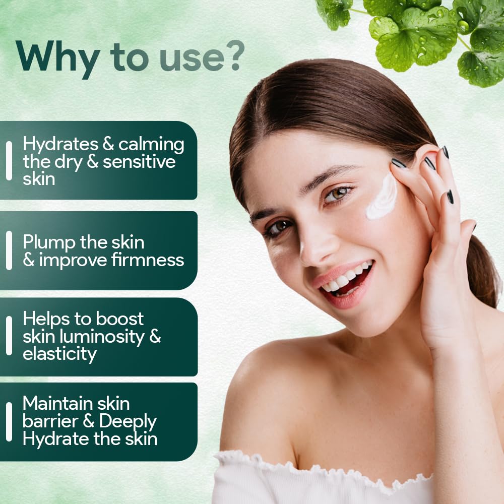 Vamp Beauty Face Moisturizer for Dry & Sensitive Skin | Centella, Hyaluronic Acid & Ceramides | Soothes Redness, Boosts Hydration & Strengthens Barrier | Lightweight Daily Cream | 50g
