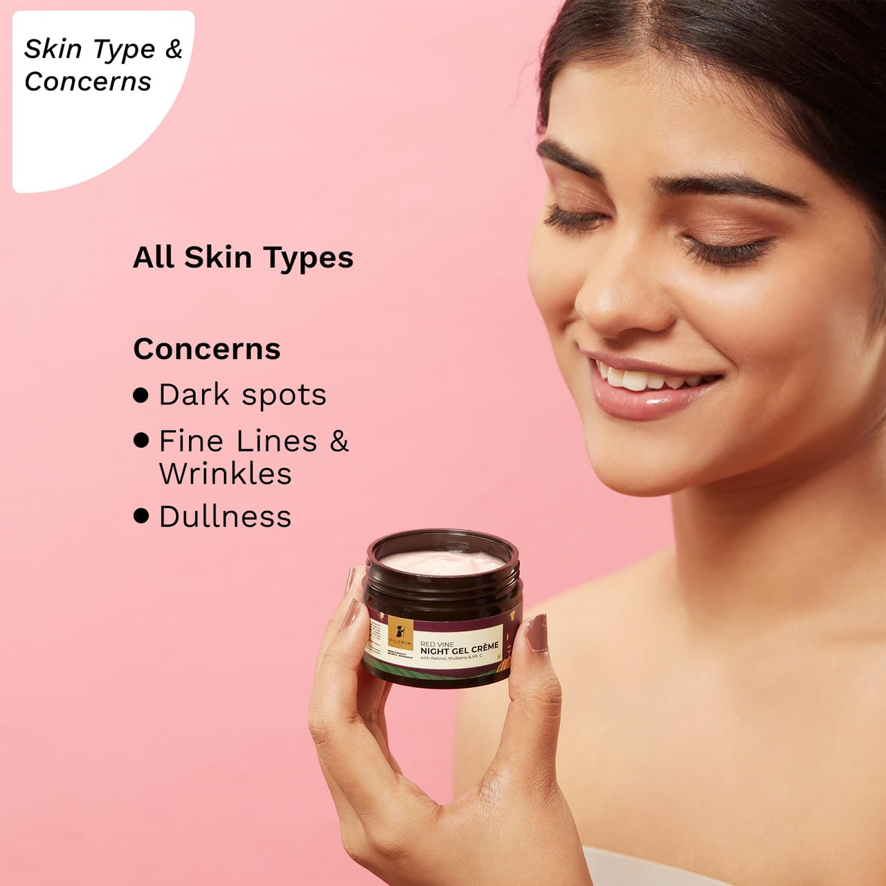 Pilgrim French Red Vine Anti Aging Night Cream for women with Retinol, Mulberry & Vitamin C For Glowing Skin & Skin Repair| Retinol Night cream for oily, dry & sensitive skin|Anti aging cream|50g