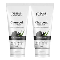 Globus Naturals Anti Pollution Charcoal Face Wash, Enriched with Tea Tree Oil, For Oily & Acne Prone Skin, 75 gm (Pack of 2)