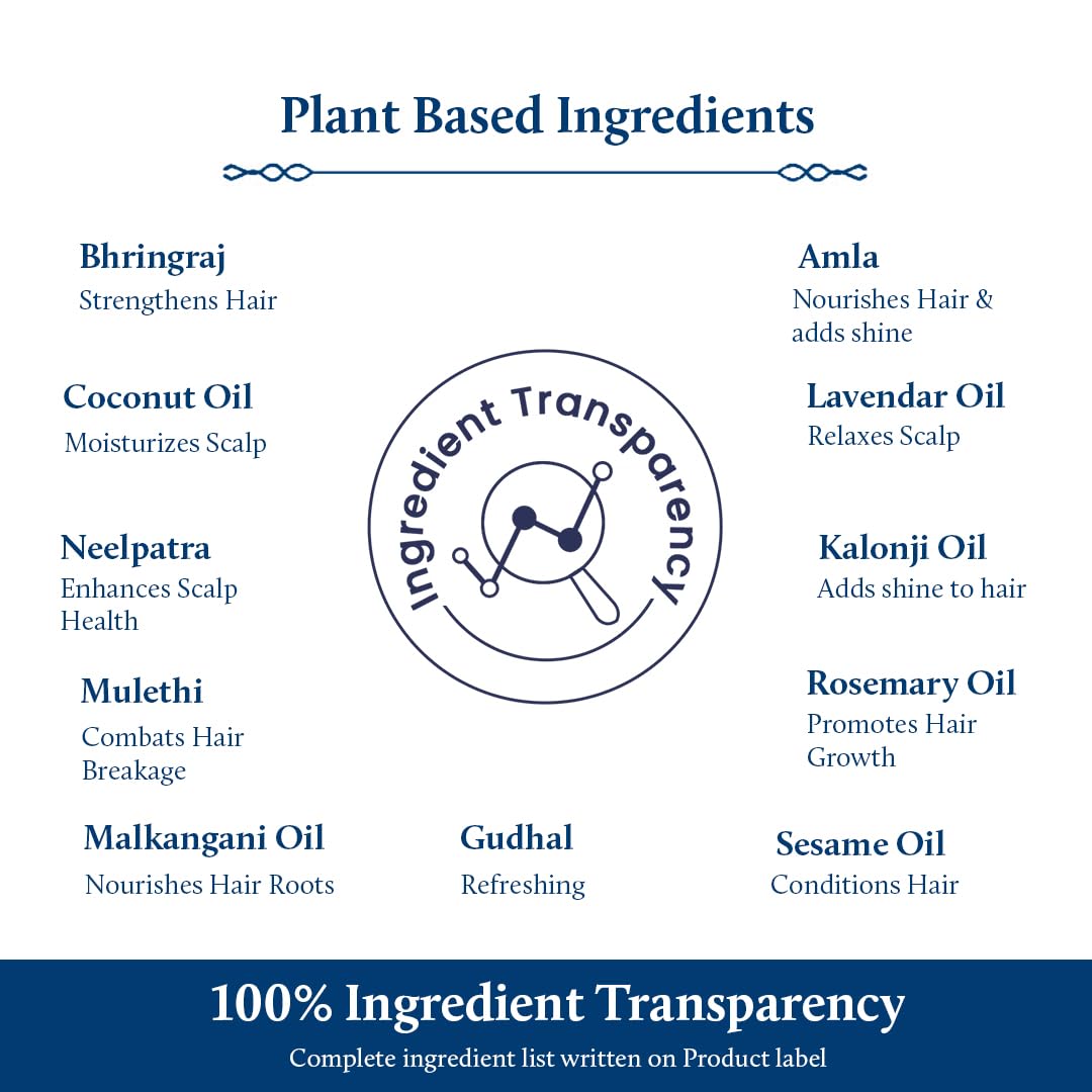 Blue Nectar Briganantadi Hair Fall control & Healthy Scalp Oil | Plant Based Non Sticky Hair Oil for Hair growth | Perfect Hair Fall Oil for Women & Men (9 Herbs, 200 ml)