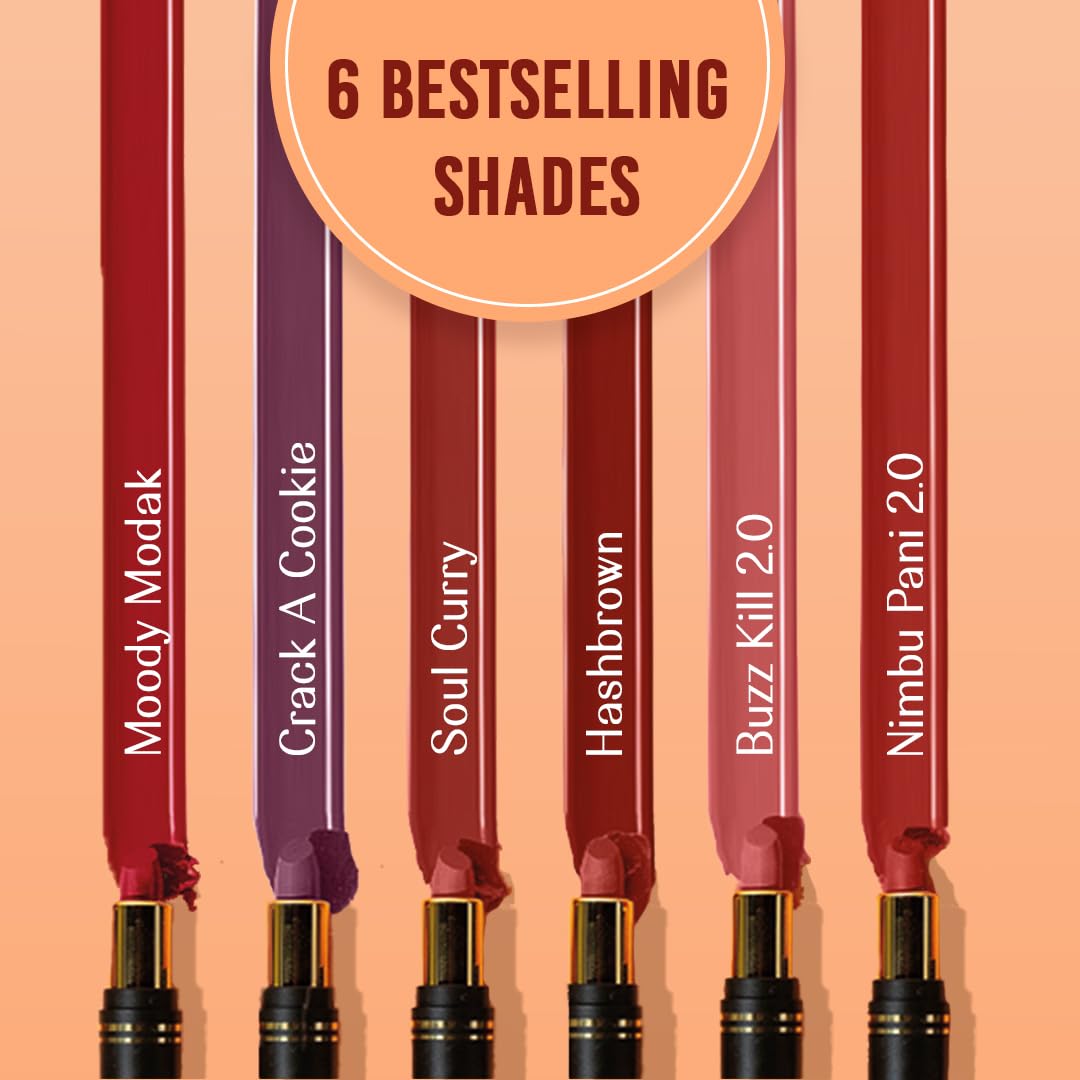 LoveChild Masaba Full Pocket Nude Lipstick, Long lasting Upto 6-Hours Hydrating & Nourishing Matte Bullet Lipsticks For Women, Soul Curry, 4g