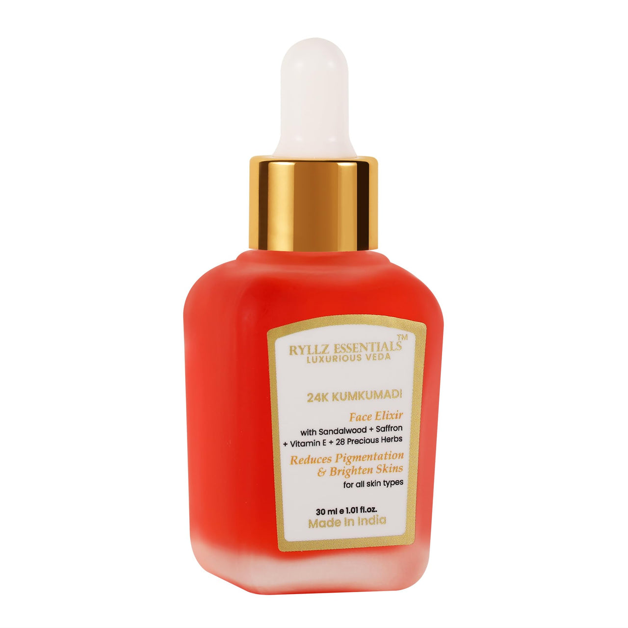 RYLLZ ESSENTIALS 24K Kumkumadi Elixir | Kumkumadi Tailam with 24K Gold, Red Sandalwood, Saffron & 28 Precious Herbs | for Dull Skin, Wrinkle, Dark Spots & Pigmentation | 30ML