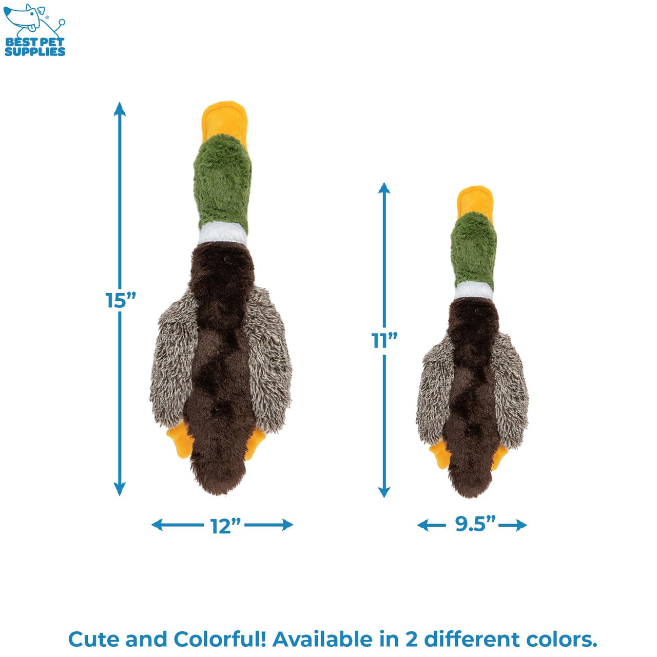 Best Pet Supplies Interactive Mallard Mates Dog Toy with Crinkle and Squeaky Enrichment for Small and Medium Breed, Cute and Plush - Mallard Duck Wing Bundle (Gray, Gray, Brown), Small
