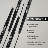 Star's Cosmetics Kohl Kajal Pencil, Black - Long-Lasting, Matte Finish, Highly Pigmented, Smudge-Proof, Waterproof, Lightweight, Soft & Natural Eyeliner, 30g (BLACK, Pack of 2)