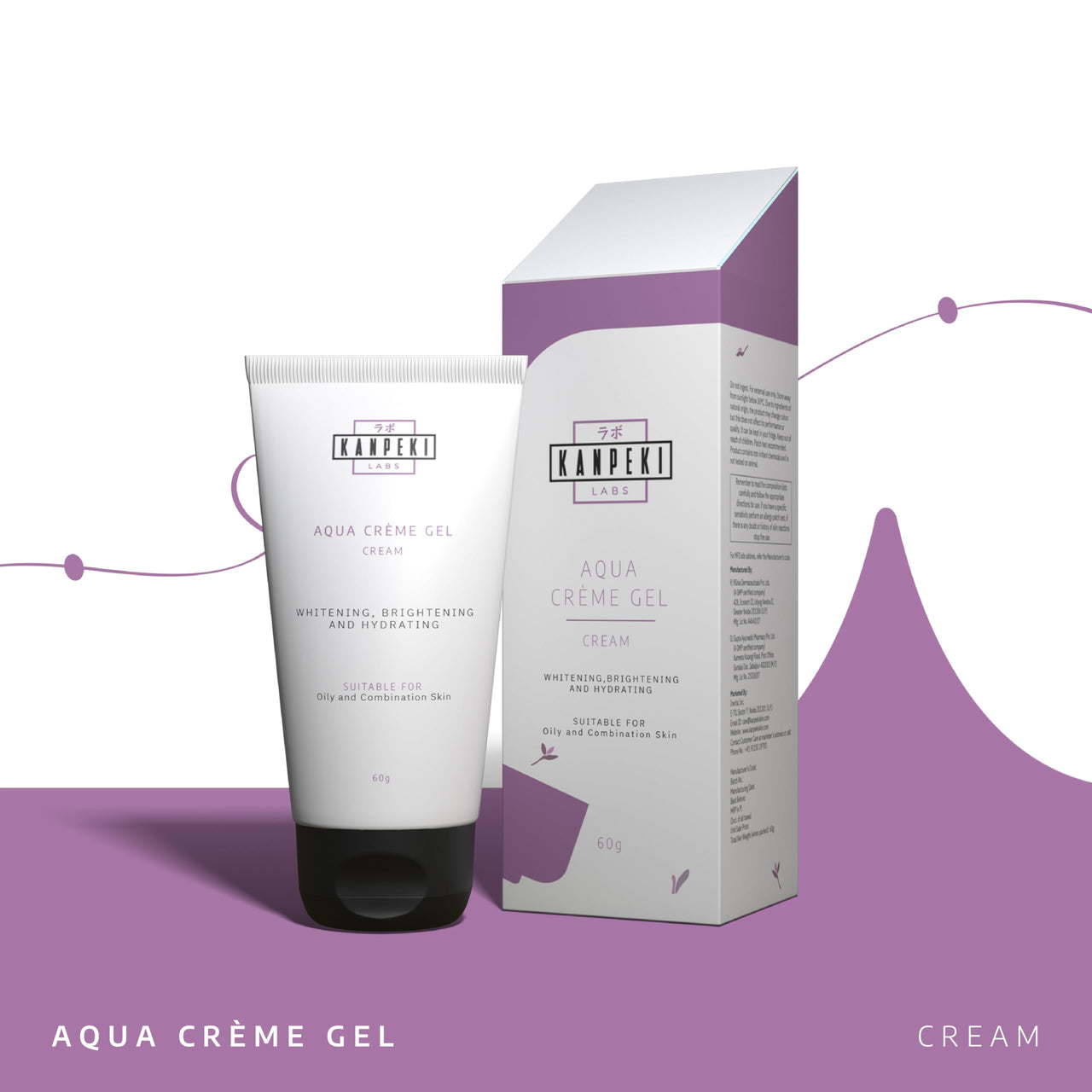 Kanpeki Labs Aqua Crème Gel Face Cream | Ultra-Light Oil-Free Moisturizer with Matte Finish | For Oily & Combination Skin | Brightening, Purifying & Blemish Care 60g