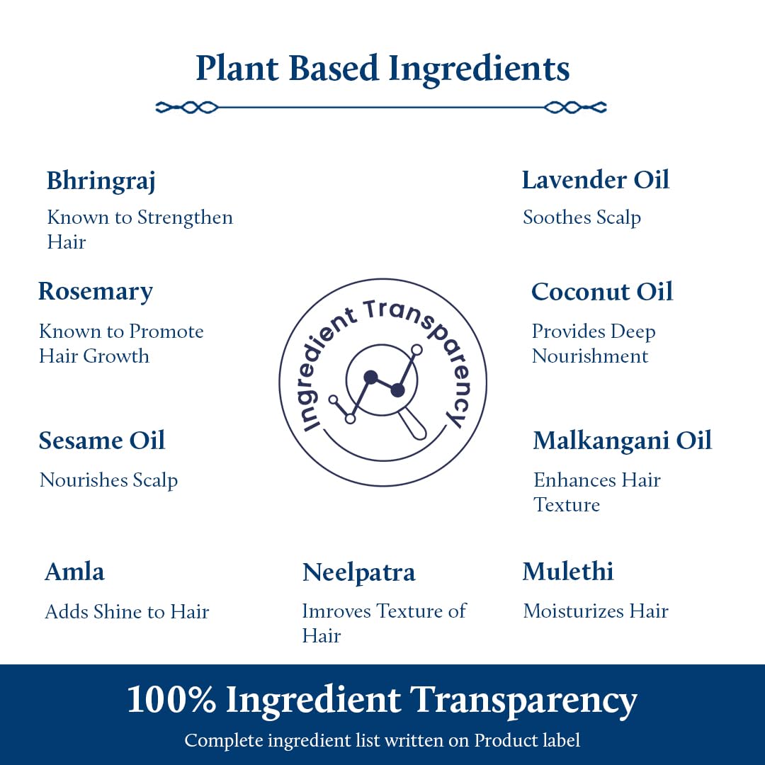 Blue Nectar Rosemary Oil for Hair Growth with Bhringraj Oil for Hair | Natural Alternate for Redensyl | Non- Sticky Ayurvedic Hair Oil with Amla Hair Oil (9 Herbs, 100ml)
