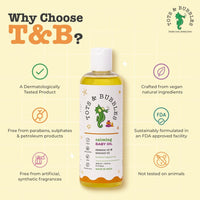 Tots & Bubbles Calming Baby Massage Oil with Sweet Almond & Olive Oil - 300 ml | Enriched with of Shea butter, Lavender & Mustard | Gentle on the skin, Free from Harmful Chemicals, No Artificial Scent