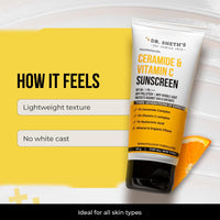 Dr. Sheth's Ceramide & Vitamin C Sunscreen | SPF 50+ Pa+++ | In-Vivo Tested | For Bright Skin & Healthy Glow | Non-Greasy, Quick-Absorbing, No White Cast | UVA/B & Bluelight Protection | For Men & Women | For All Skin Type | 50 g