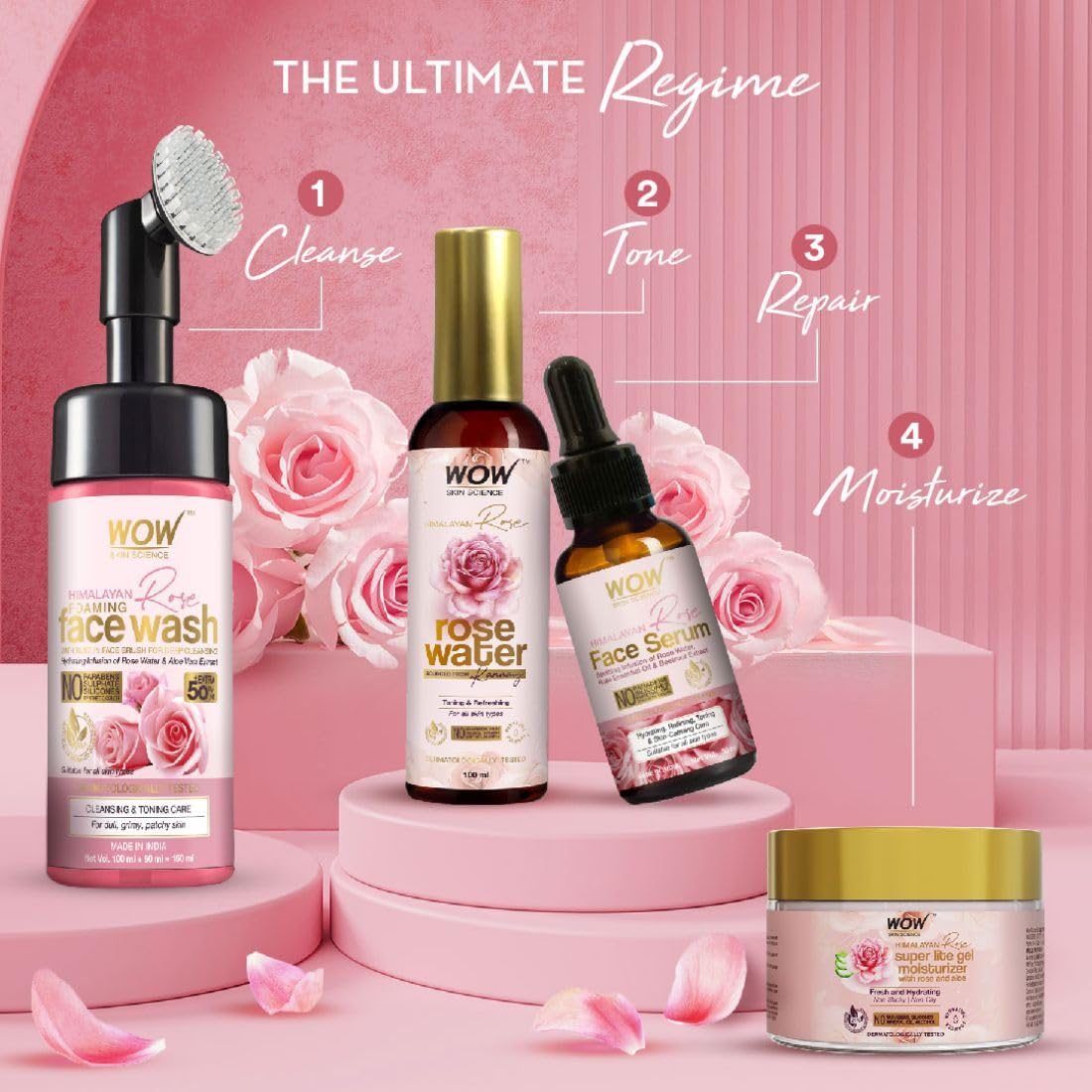 WOW Skin Science Super Light Rose Aloe Gel Moisturizer | Instant Hydration | Non-Sticky & Oil-Free | Quick Absorbing | Suitable for all Skin Types | 50 ml