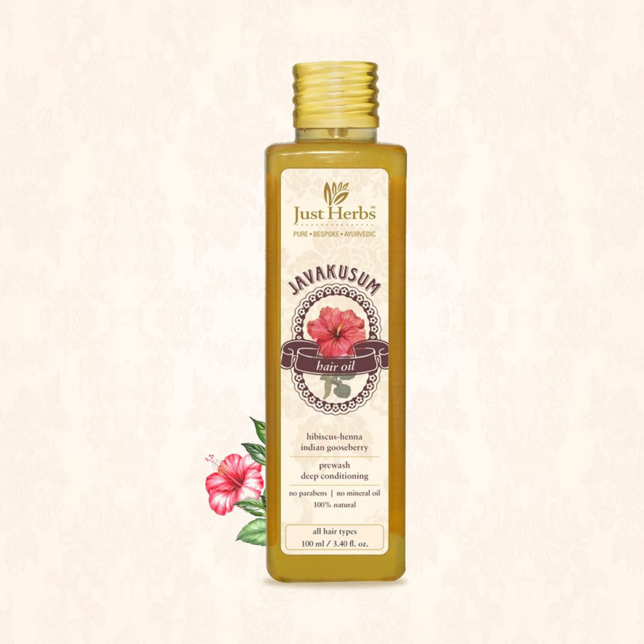 Just Herbs Javakusum Hair Oil, 100ml+Just Herbs 8 in 1 Root Nourishing Amla Neem Shampoo, 200ml