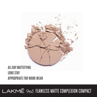 Lakmé 9 To 5 Flawless Matte Complexion Compact, Almond, 8G And 9 To 5 Flawless Matte Complexion Compact for All Skin Type, Apricot, 8G, Brown