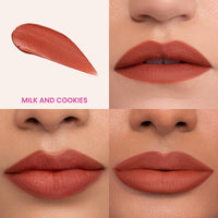 Typsy Beauty Pout Cloud Matte Lip Balm | Blurring Finish, Tinted Lip Balm with Peptides, Ceramides & Vitamin C & E | Rich colour payoff with long-lasting stain I Terracotta -Milk and Cookies 01 | 8g