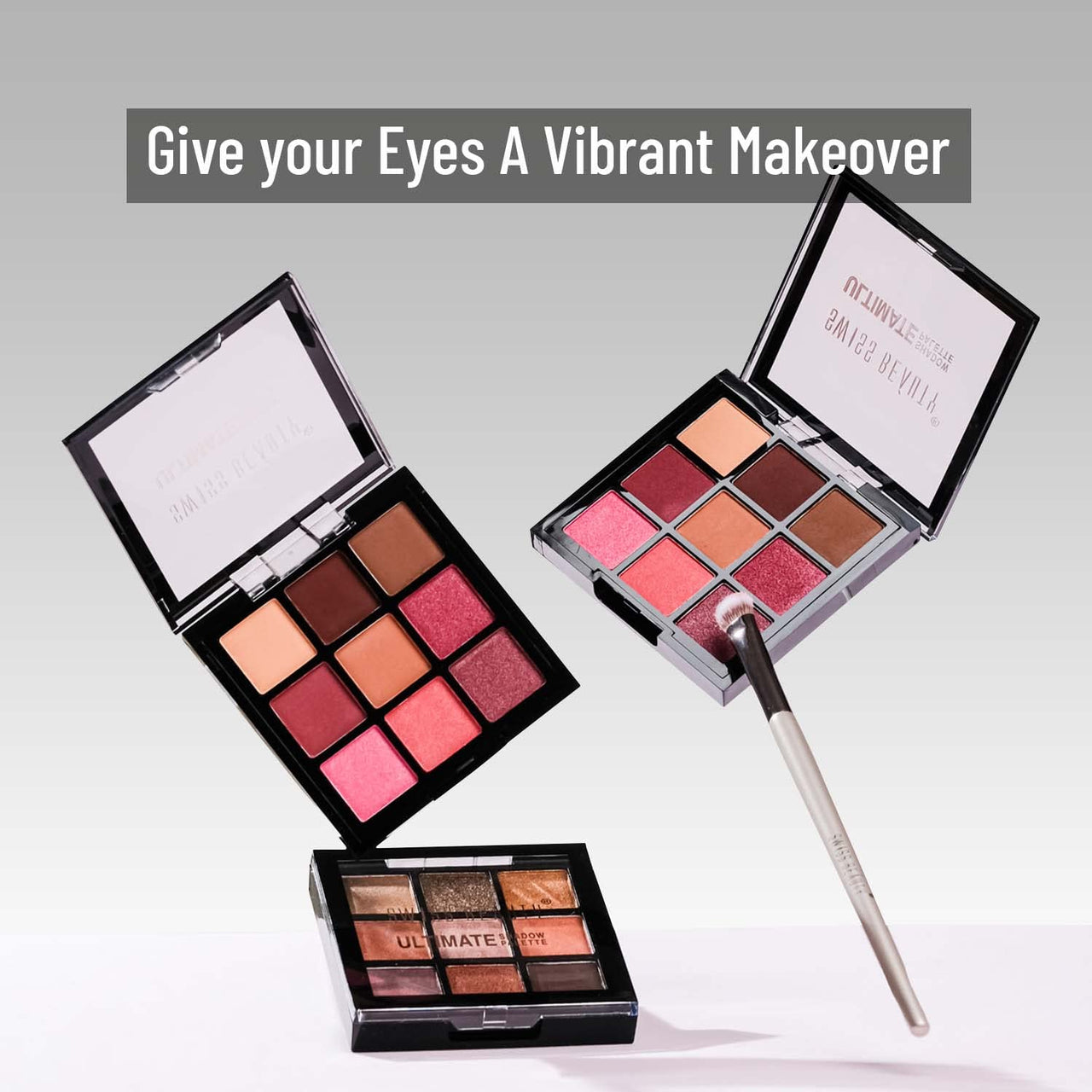Swiss Beauty Ultimate 9 Pigmented Colors Eyeshadow Palette Long Wearing And Easily Blendable Eye Makeup Palette Matte, Shimmery And Metallic Finish - Multicolor-04, 6G