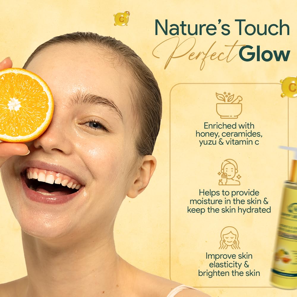 Vamp Beauty Moisturising Face Wash | With Honey, Ceramide, Yuzu & Vitamin C | Gentle Hydrating Cleanser for Dry, Rough and Sensitive skin | Brightens & Softens Skin | 100ml