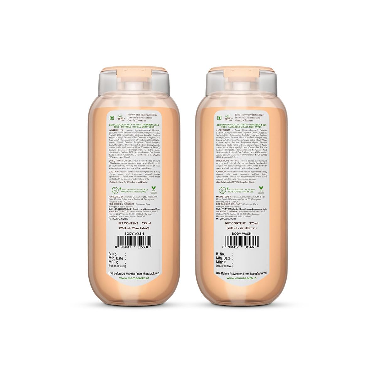 Mamaearth Rice Water Moisturizing Body Wash For All Skin Type With Rice Water&Hydrating Lily Scent For Dewy Glass Skin - 275 Ml|Intensely Moisturizes|Long Lasting Fragrance|Deeply Cleanses|Gentle