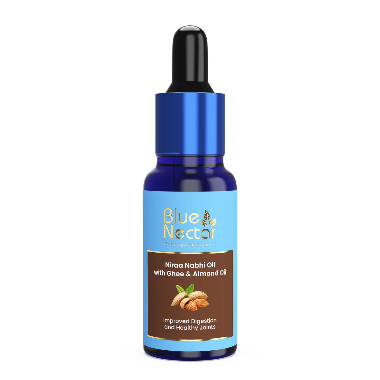 Blue Nectar Nabhi Oil with Ghee & Almond Oil | Belly Button Oil for Digestion & Joint Support | For Managing Knee, Back, & Bodyache | Chemical-Free Ayurvedic Nabhi Oil (21 Herbs, 30 ml)