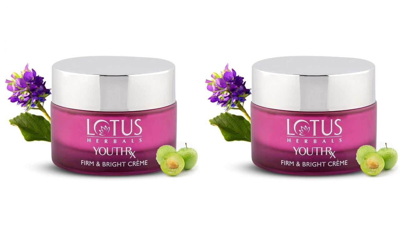 Lotus Herbals YouthRx Firm & Bright Cream | SPF 20 | PA+++ | Bakuchiol Retinol & Vitamin C | Anti Ageing & Brightening | 50g x Pack of 2