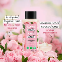 Love Beauty & Planet Moisturising Body Wash 400ml|| with Murumuru Butter & Rose|| Sulfate Free|| Paraben Free- Liquid Shower Gel