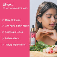 THE LOVE CO. Rose Water - 100% Pure and Natural, Steam Distilled for Skin, Face, and Hair - Authentic Kannauj Gulab Jal - Soothing Skin Toner Spray - Paraben, Alcohol, and Chemical-Free