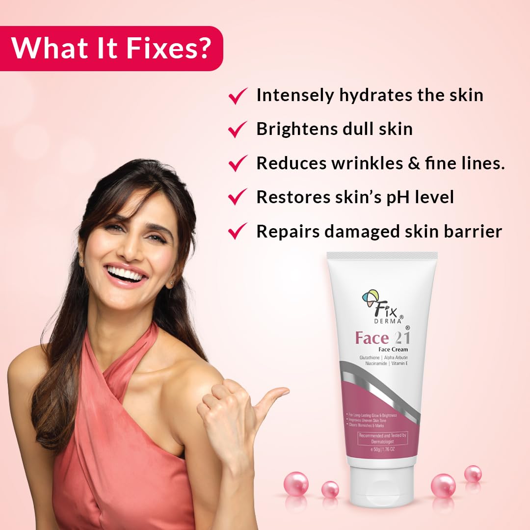 Fixderma 2% Niacinamide Cream, Face 21 Cream | Niacinamide Cream for Face | Alpha Arbutin Cream | Anti Ageing Cream for Women | Day & Night Cream for Women, Reduces Wrinkles and Fine Lines - 50 gm