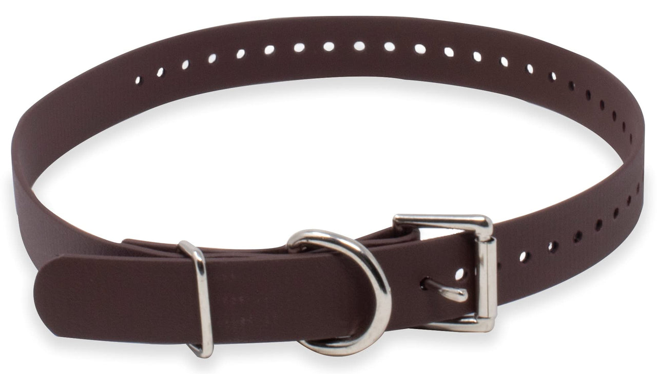 Educator Biothane Dog Collar, Waterproof, Odorproof, Metal Buckle and D Ring, Adjustable for Custom Fit, Cool and Comfortable, for Small, Medium, or Large Dogs, 1-Inch, Brown 1" Wide Fits 800 and 1200 Series