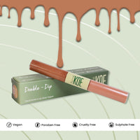Koe Beauty Double Dip | Brown Sugar & Caramel | Warm Neutral Brown Matte Lipstick (2ml) Plus Rich Golden Glaze Buttery Finish Lip Topper (2ml) | Perfect Balance of Color & Shine