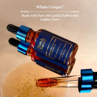 Blue Nectar 24k Gold Serum for Glowing Skin | Natural Kumkumadi Oil Serum for Face Infused with 24K Gold | Ayurvedic Face Serum for Skin Brightening and Skin Firming (24 Herbs, 10ml)
