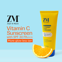 ZM Vitamin C UV Expert Daily Sunscreen SPF 30 PA +++ For Bright & Glowing Skin | UV Protection | For Dull Skin | Non-Greasy, Quick-Absorbing | UVA UVB Sun Protection | For Women & Men - 50 gm