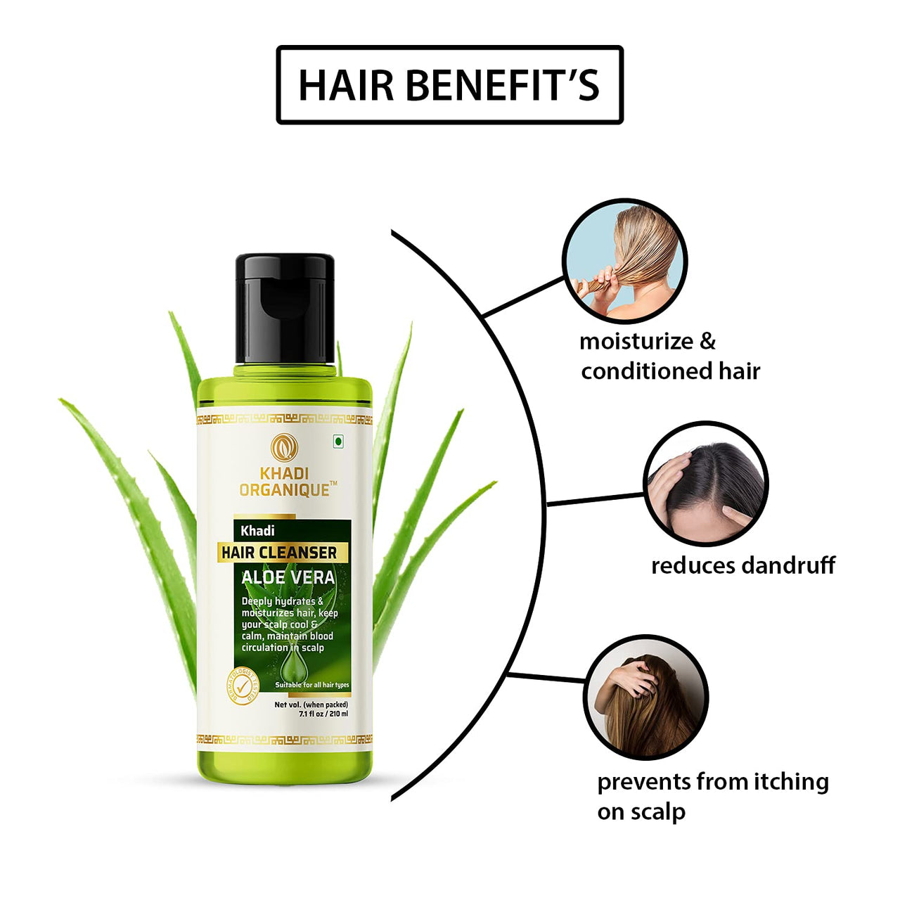 Khadi Organique Herbal Natural Aloevera Hair Shampoo Pack of 4