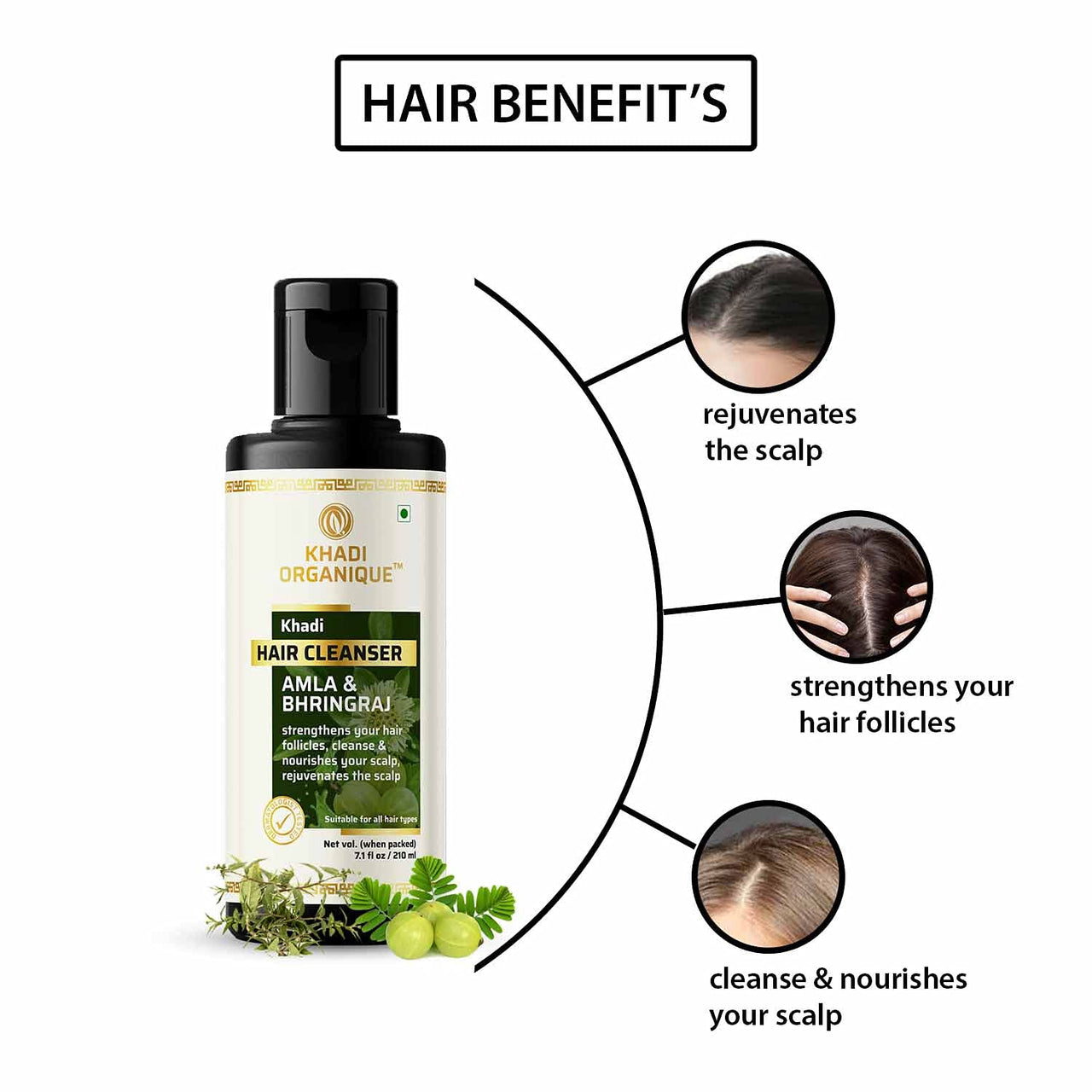 Khadi Organique Amla Bhringraj Honey And Lemon Juice Natural Cleanser (Shampoo) Combo Pack
