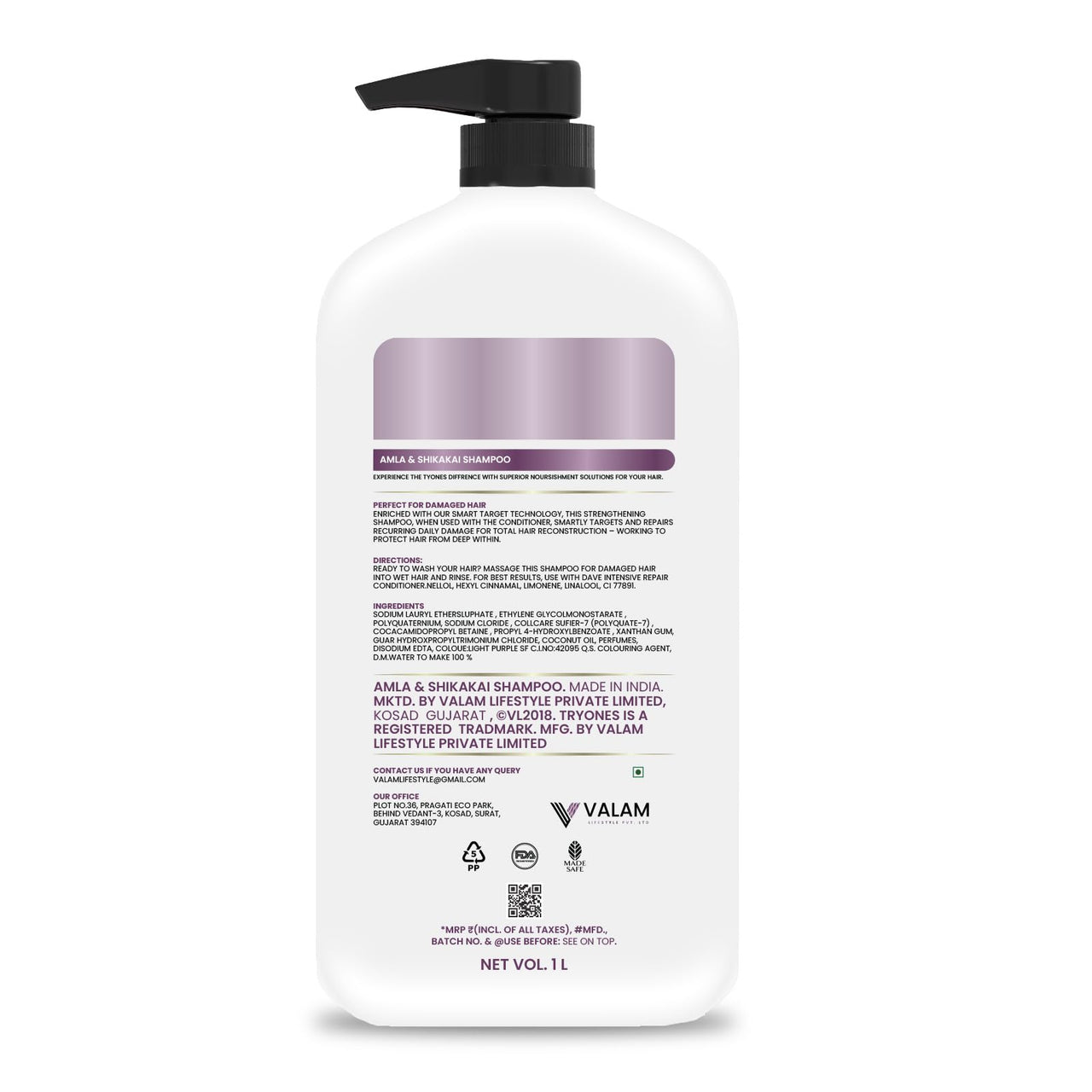 TryOnes Amla Shikakai Shampoo For Thick&Strong Hair,Damage Control,Hair Growth&Hair Fall|For Women&Men(1000 Ml)