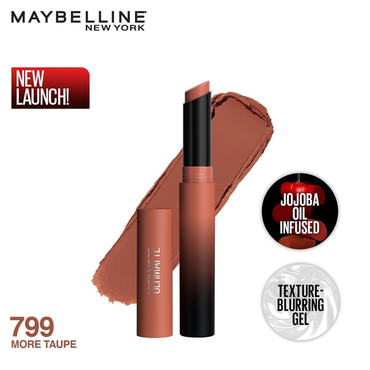 Maybelline New York Color Sensational Ultimattes Lipstick, 799 More Taupe, 1.7 g and Garnier Skin Naturals Micellar Cleansing Water, 125ml