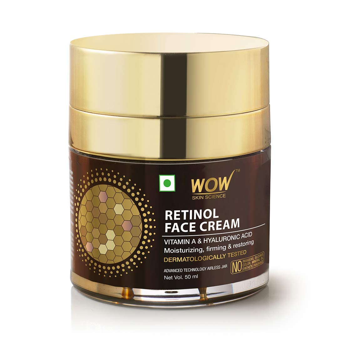 WOW Skin Science Retinol Face Cream - Oil Free, Quick Absorbing - For All Skin Types - No Parabens, Silicones, Color, Mineral Oil & Synthetic Fragrance, 50 ml