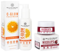 Bella Vita Organic Vitamin C-Glow Natural Face Wash NicoLips Lip Scrub Balm Brightening Dark Lips for Dry Lips/Smoker/Chapped Lip