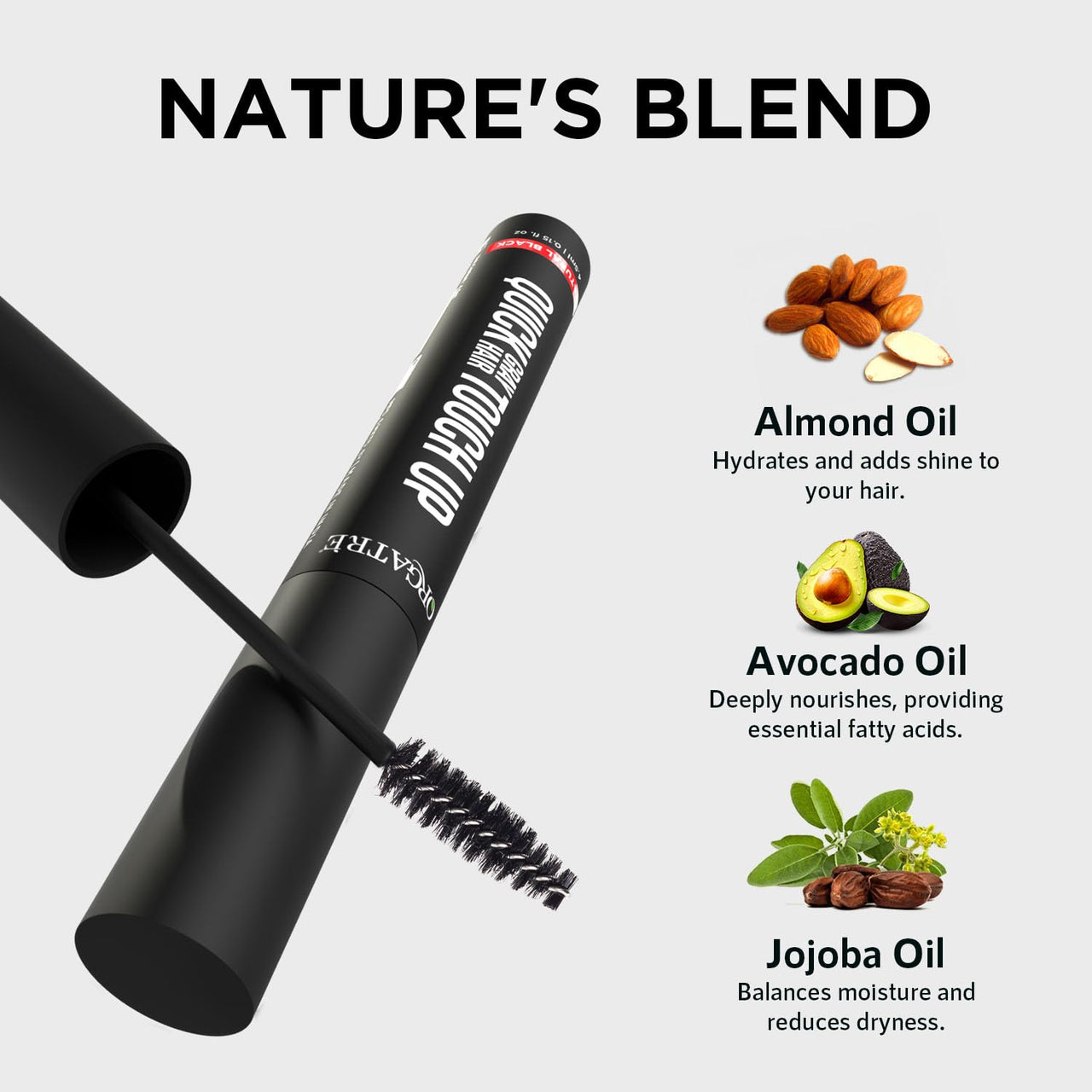 Orgatre Quick Gray Hair Touch Up Stick for grey hair 4.5ml | Instant Gray Coverage | Semi Permanent | Black Color | Smudge-Proof & Long-Lasting | Ideal for All Hair Types | Enriched with Almond & Olive Oil (black 4.5 ml, Pack of 1)