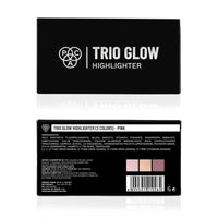 PAC Trio Glow Highlighter X3 (Pink) | Powder Highlighter Palette for Face Makeup with Semi-Matte Natural Metallic Finish | 3 Lightweight Shimmer Glow Shades | Full Coverage for All Skin Type | 4g