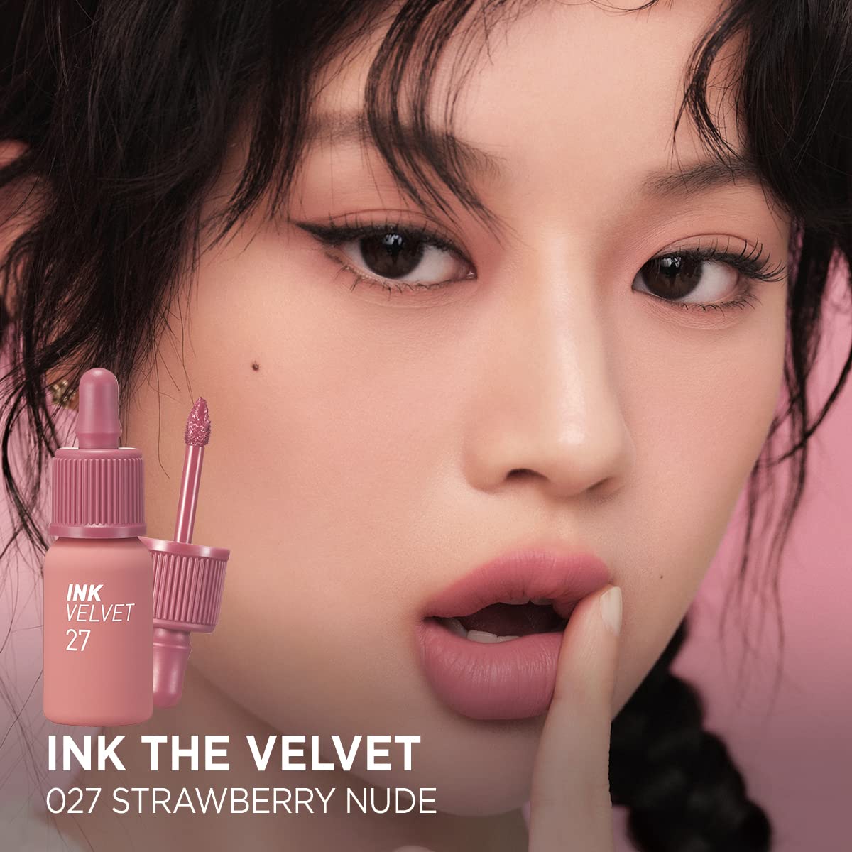 Peripera Ink the Velvet Lip Tint | High Pigment Color, Longwear, Weightless, Not Animal Tested, Gluten-Free, Paraben-Free (027 Strawberry Nude) Pack of 1