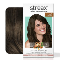 Streax Crème Permanent Hair Colour - 5 Light Brown Hair Color- 140 ml, 100% Grey coverage, Ammonia Free Hair Color, Long Lasting Hair colour for women(Colourant Tube 60g,Developer Bottle 60ml,Conditioner 20g)