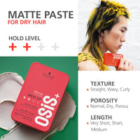 Schwarzkopf Professional OSiS+ Mess Up Matte Paste | Hair Styling Pomade for Men & Women | Medium Hold, Dry Texture & Non-Greasy Matte Finish | Easy to Apply, Mould & Wash | Vegan Formula (100 ML)