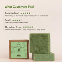 Nat Habit Cold Processed Sacred Neem-Basil Butter Bath Soap- Antibacterial For Soothing, Skin Wellness, Scar Reduction & Exfoliation (Pack of 2 X125gm)